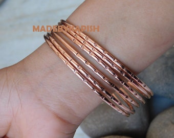 Solid COPPER Bangles SET, Thin Copper Bangle ,Handmade solid copper bangle, Stacking Bangles, Stacking Bracelets, Women Bangles set