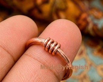Solid Copper Spinner Ring, Boho Meditation Fidget Band, Women's Anxiety Jewelry