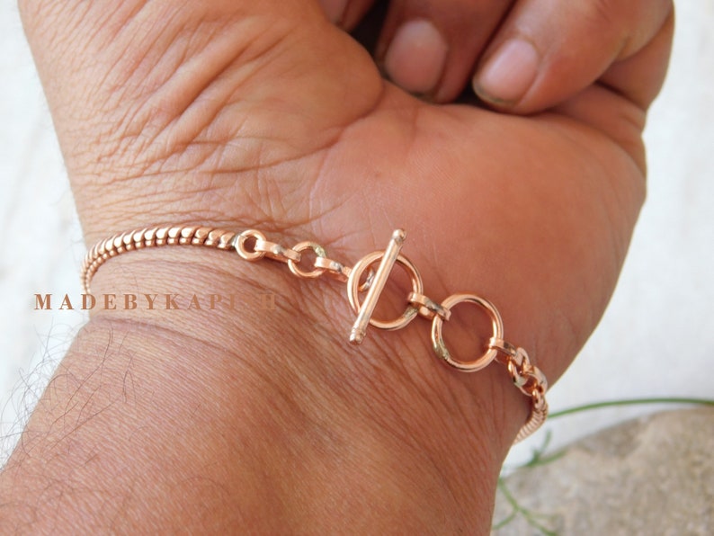 100% Fine Solid Copper Unisex Bracelet ,Copper Chain link bracelet, Genuine Real Copper Chain Link Bracelet, Adjustable Ankle Bracelet image 5