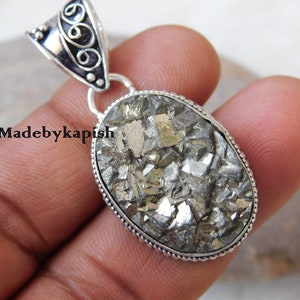 Pyrite Druzy Pendant: Handmade 925 Sterling Silver Gemstone Jewelry