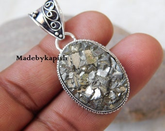 Pyrite Druzy Natural Pendant, Pyrite Druzy Gemstone Handmade 925 Sterling Silver Jewelry Pendant For Women's Gifts, Gemstone Jewelry For Her