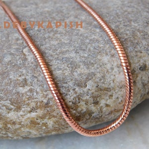 Collana con catena di rame pesante e rotonda liscia, collana con catena di rame puro, gioielli per il corpo in rame, catena per collana, gioielli da donna in rame,