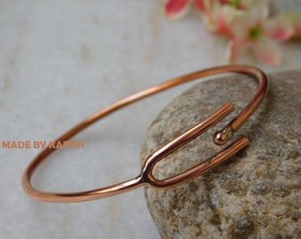 Handmade Copper Bangle: Adjustable Arthritis Pain Relief Bracelet