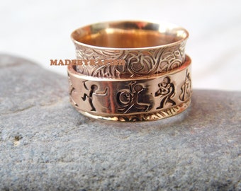 100% Copper music Spinner Ring - Arthritis Copper Band - Beautiful Copper anxiety ring - Healing Copper spin ring-Copper Stress Relief Ring,