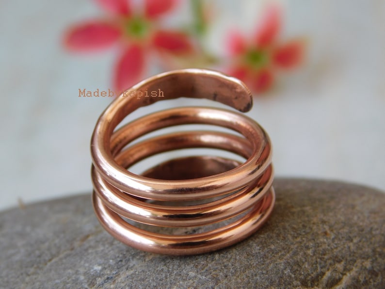 Handmade Copper Spiral Ring: Adjustable Arthritis Relief Jewelry ring image 7