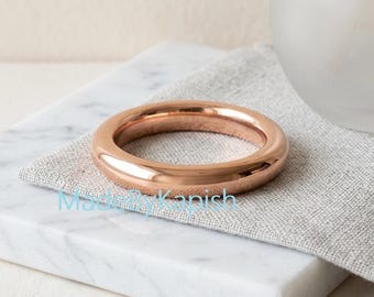 Solid Copper Wide Band Ring: Rustic Healing Jewelry, Dainty Stackable Band