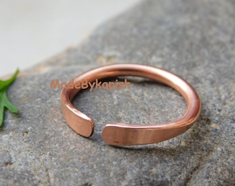 Handmade Copper Wrap Ring: Adjustable Boho Midi Ring