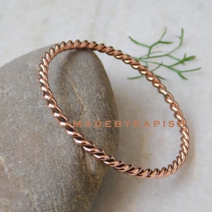 Tensor Ring Bracelet ,Pure Copper stacking bangle, Handmade copper jewelry, Round copper bangle, Copper wedding gift image 6