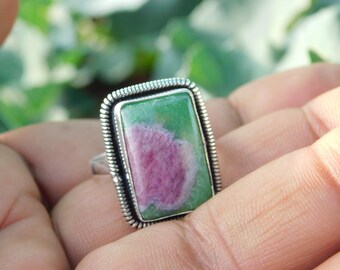 Beautiful Ruby Zoisite Ring* Sterling Silver Ring*handmade ring* Ruby Zoisite Jewellery*stone ring*Statement Ring*Boho Ring*Antique Ring*M27