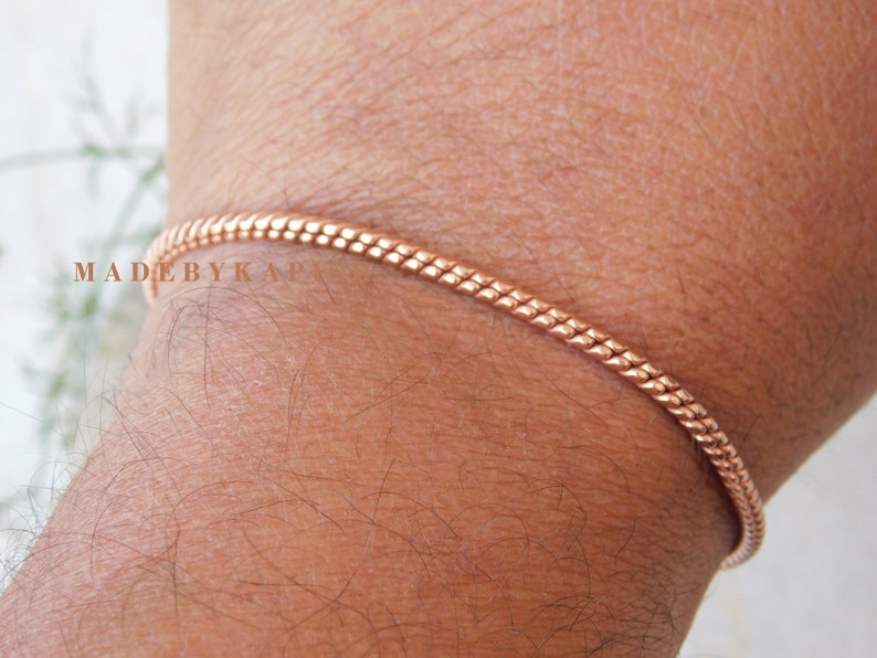 100% Fine Solid Copper Unisex Bracelet ,Copper Chain link bracelet, Genuine Real Copper Chain Link Bracelet, Adjustable Ankle Bracelet image 3