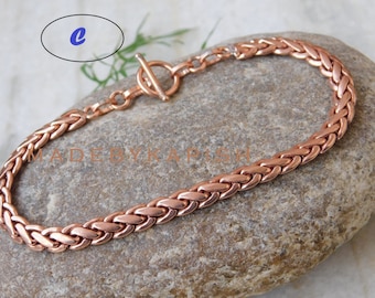 Pulseras de cadena pesada de cobre real, pulsera de cobre para hombres y mujeres, pulseras de cadena y eslabones de cobre, pulsera de cobre gruesa y pesada,