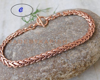 Pulseras de cadena pesada de cobre real, pulsera de cobre para hombres y mujeres, pulseras de cadena y eslabones de cobre, pulsera de cobre gruesa y pesada,