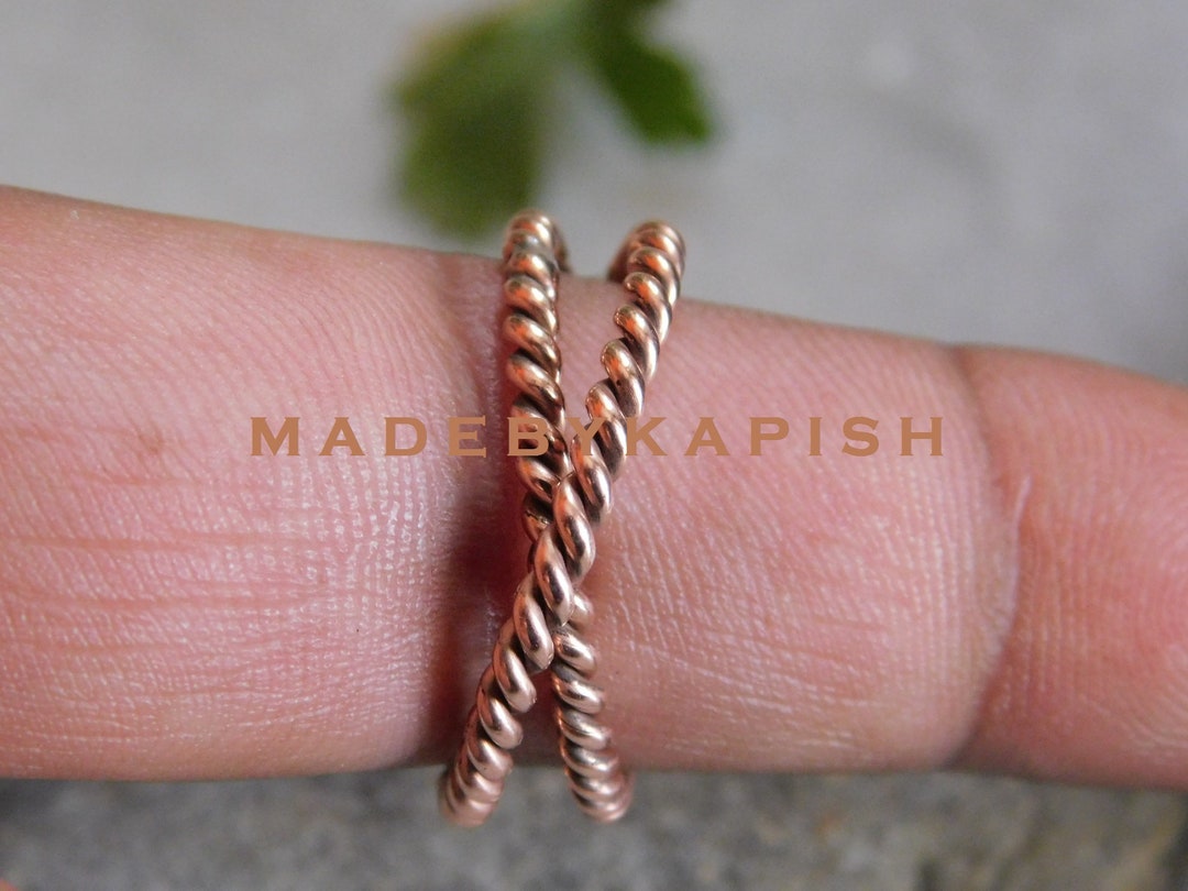 Handmade Copper Fidget Ring: Twisted Double Band Rolling Ring - Etsy