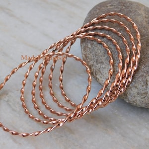 Solid Copper Bangles set , Stacking Bangles, Pure Copper Bangle for arteritis pain relief ,Copper healing bracelet, stacking bangle,ARMLET image 3
