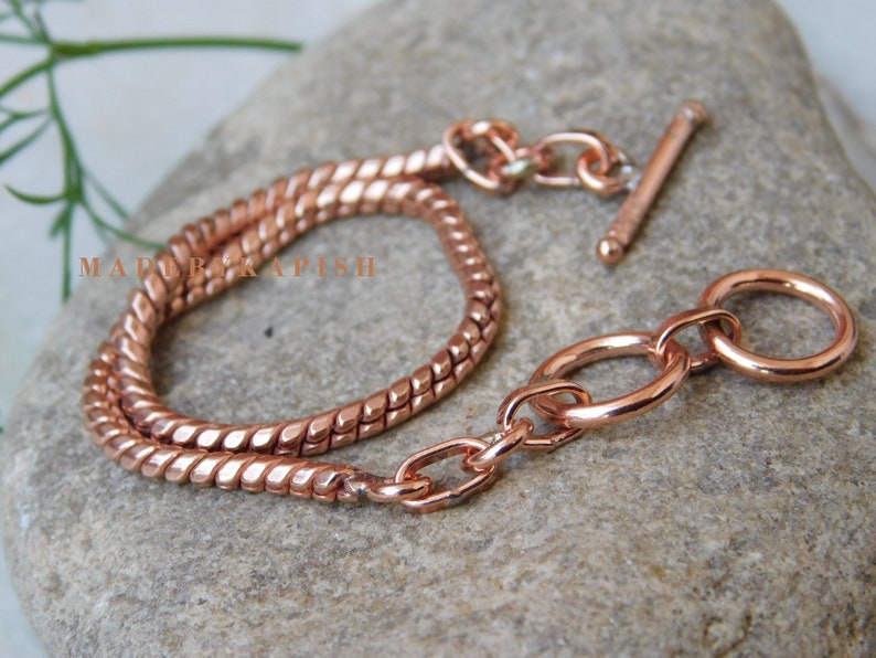 100% Fine Solid Copper Unisex Bracelet ,Copper Chain link bracelet, Genuine Real Copper Chain Link Bracelet, Adjustable Ankle Bracelet image 7