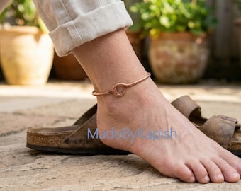 Copper Ankle Bracelets, Raw Copper Anklet Cuff Bangle ,Elegant Statement Jewellery