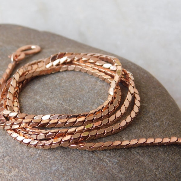 Pure Copper Chain necklace, Pure Copper Wheat chain, Solid Copper jewelry Chain ,Figaro chain Gift for Viking jewelry, Eco friendly chain.