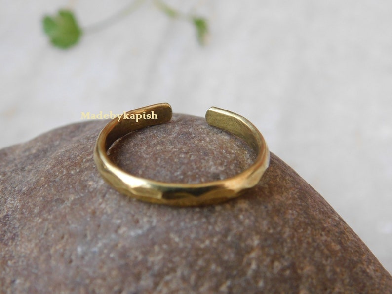 Gold plated Toe Ring, Hammered Gold Toe Ring, Minimalist Jewelry, Adjustable toe ring, Midi ring, Foot jewelry, pinkie ring, beach jewelry, image 6