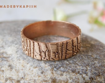Bague en cuivre forêt, cadeau du 7e anniversaire, bague pour l'arthrite