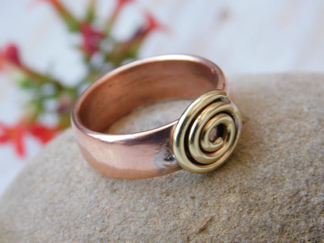 Circle Design Copper Ring, Genuine Pure Copper Band, - Etsy