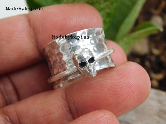 925 Silver Skull Spinner Ring for Women 