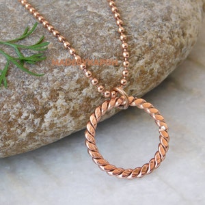 Copper spiral ring Choker Necklace, Copper tensor ring necklace, chain necklace, eternity necklace, copper link chain jewelry ,new year gift