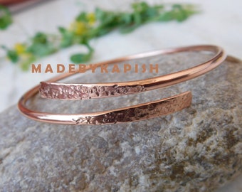 Hammered Copper Cuff Bracelet: Adjustable Arthritis Therapy Bangle for her