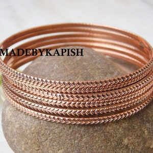 Copper Bangles set Jewelry ,copper bangle Set, Copper Bangle for arteritis pain relief, Copper bracelet, Copper 7th anniversary Gift for mom