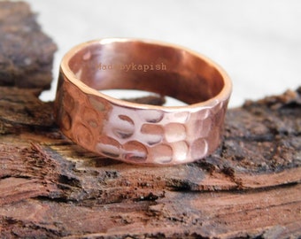 Hammered Copper Band Ring: Healing Anniversary Jewelry