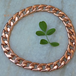Solid copper Men's Bracelet, 10mm curb Cuban Link Chain Bracelet, Viking Curb Chain Bracelet, solid copper Heavy Bracelet, Viking Jewelry