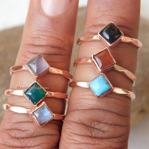 Copper gemstone Ring ,birth Gemstone healing midi Rings, Copper Jewelry for Gift, arthritis pain relief ,pinky ring for mom, colorful ring