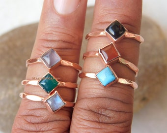 Kupfer Edelstein Ring: Boho Healing Stacking Ring
