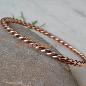 Tensor Ring Bracelet ,Pure Copper stacking bangle, Handmade copper jewelry, Round copper bangle, Copper wedding gift zdjęcie 3