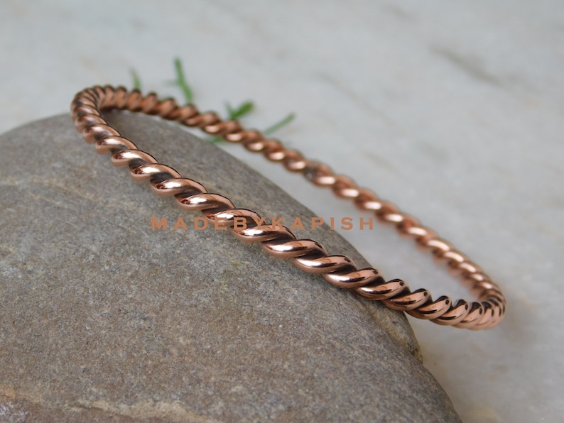 Tensor Ring Bracelet ,Pure Copper stacking bangle, Handmade copper jewelry, Round copper bangle, Copper wedding gift image 3