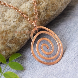 Kupfer Halskette, Designer Kupfer Anhänger Halskette, Kupfer Schmuck, Kupfer Spirale Halskette, Kupfer Spirale Anhänger