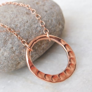 Handmade Hammered Copper Circle Pendant Necklace