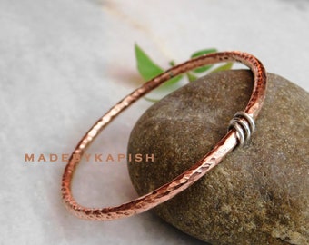 HAMMERED Solid Copper spinner Bangle ,MEDITATION copper Bracelet, fidget spinner bangle, Healing Arthritis Copper Bangle, Bridesmaids Gift,