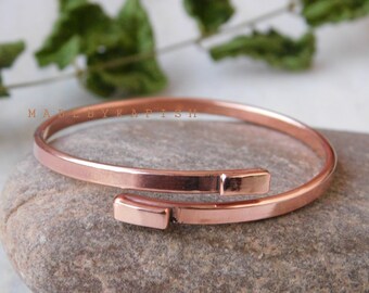 Pure Copper Bracelet, Unisex Copper Bracelet, Heavy copper adjustable, Arthritis joint pain Relief bangle, Solid Copper Gift for her him