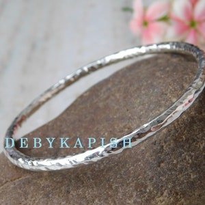 Hammered Sterling Silver Bangle: Thick Chunky Bracelet