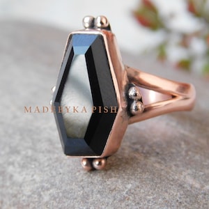 Black Onyx gemstone copper Ring, Copper Ring, Copper 7th Anniversary Gift For Wife, copper Black Stone Ring, Gift For Her,