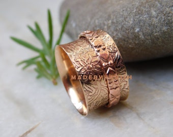 Copper Spinner Ring-Stress Relief Band -Unique Meditation Jewelry-Elegant Copper Spinner Anti-Anxiety Rotating Band-Mindfulness Accessory