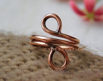 Anillo de espiral de cobre hecho a mano: banda unisex ajustable