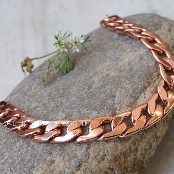 COPPER Curb Chain HEAVY Bracelet, Real Copper Bracelet, Thick Cuban Link Copper Bracelet, Men's copper Bracelet, Male Chain Bracelet,