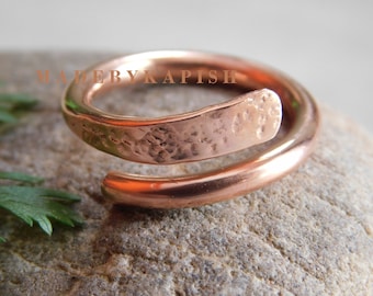 Hammered Copper Wrap Ring: Solid Copper Band, Arthritis Jewelry