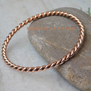 Tensor Ring Bracelet ,Pure Copper stacking bangle, Handmade copper jewelry, Round copper bangle, Copper wedding gift image 1