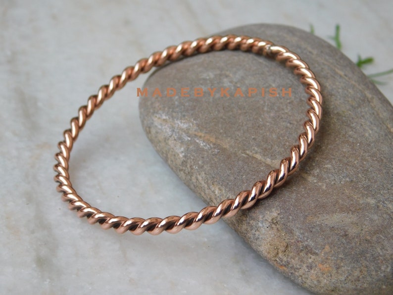 Tensor Ring Bracelet ,Pure Copper stacking bangle, Handmade copper jewelry, Round copper bangle, Copper wedding gift image 1