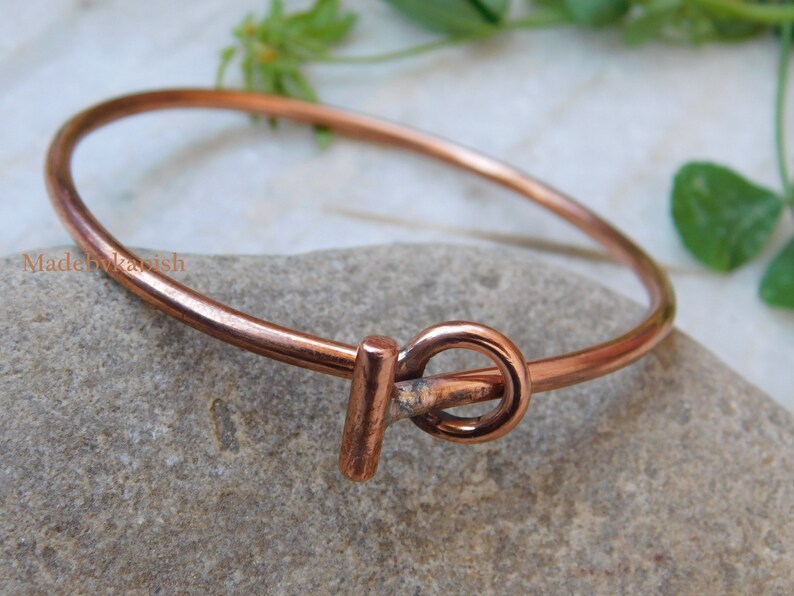 Handcrafted Solid Copper Toggle Bangle: Healing Bracelet for Mom image 4