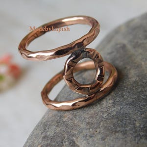 Hammered copper circle ring, PIP or DIP Joint Arthritis Style Ring, Healing SPLINT Ring ,7th anniversary gift , Copper jewelry,