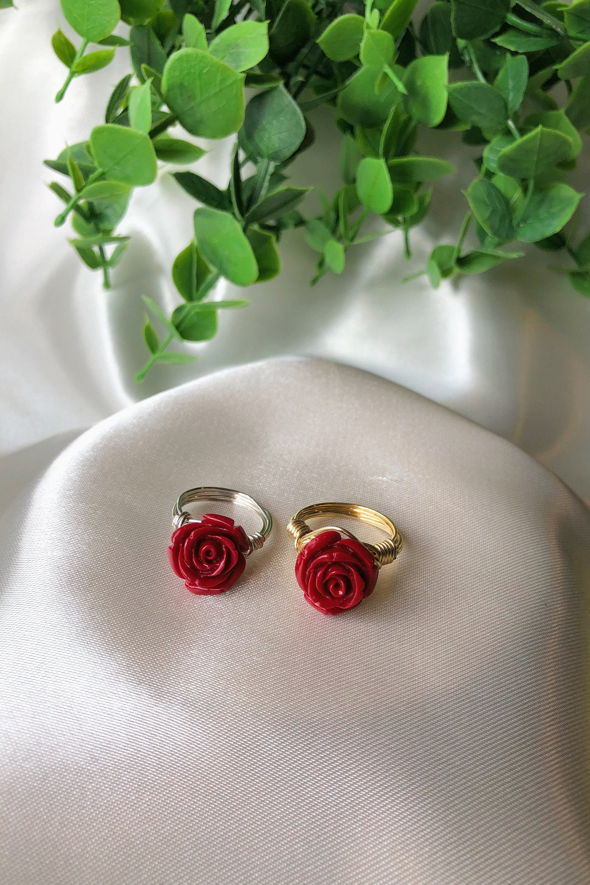 Red Rose Ring Handmade Wire Ring Rose Wire Wrapped Ring Etsy