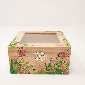 Custom luxury gift box, Keepsake box, storage box, hand painted wooden box, Wooden Box with Hinged Lid